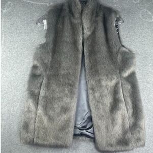 Fabulous Furs Gray Faux Fur Vest